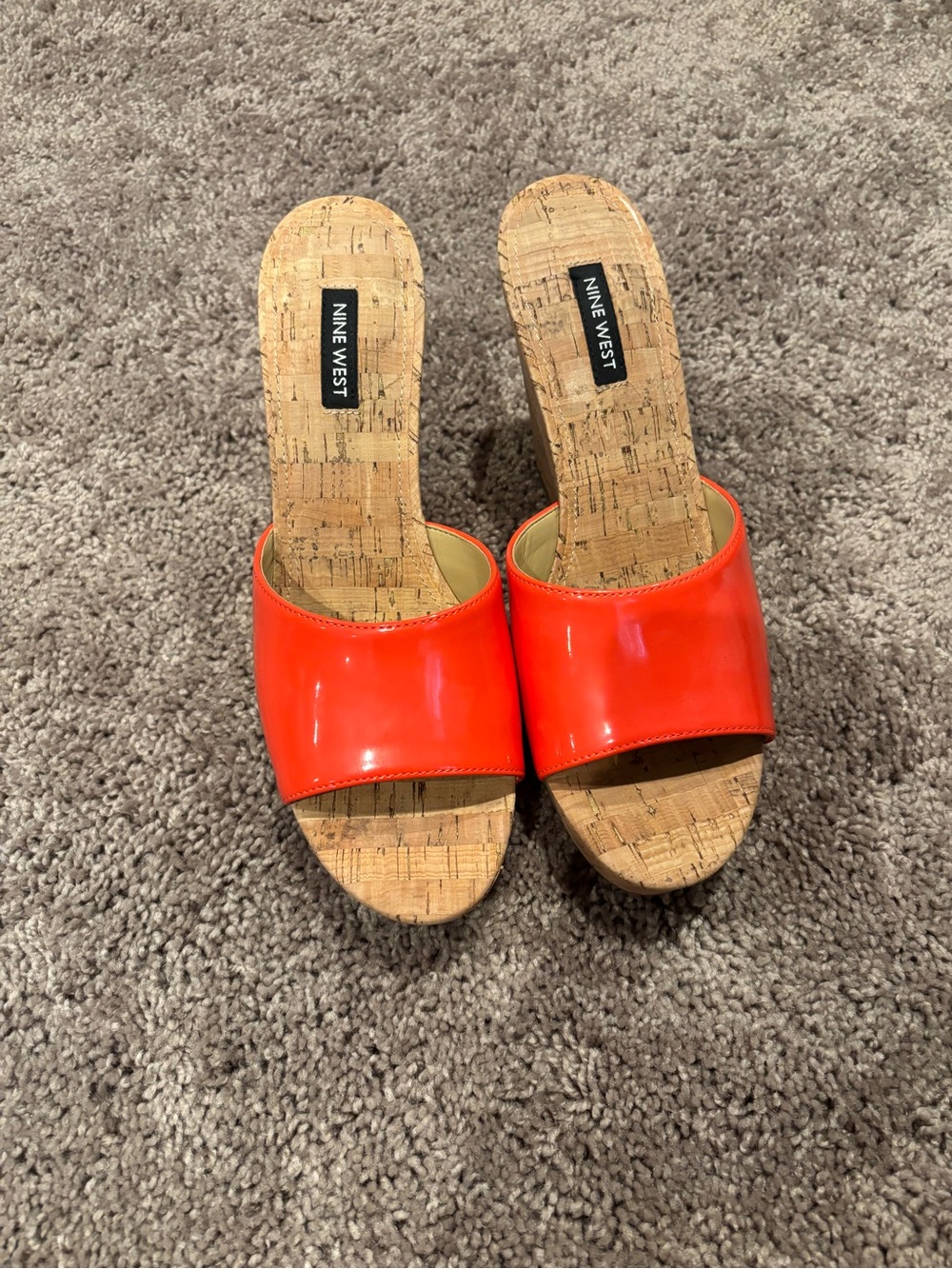 Nine West Orange Cork Slide Mules